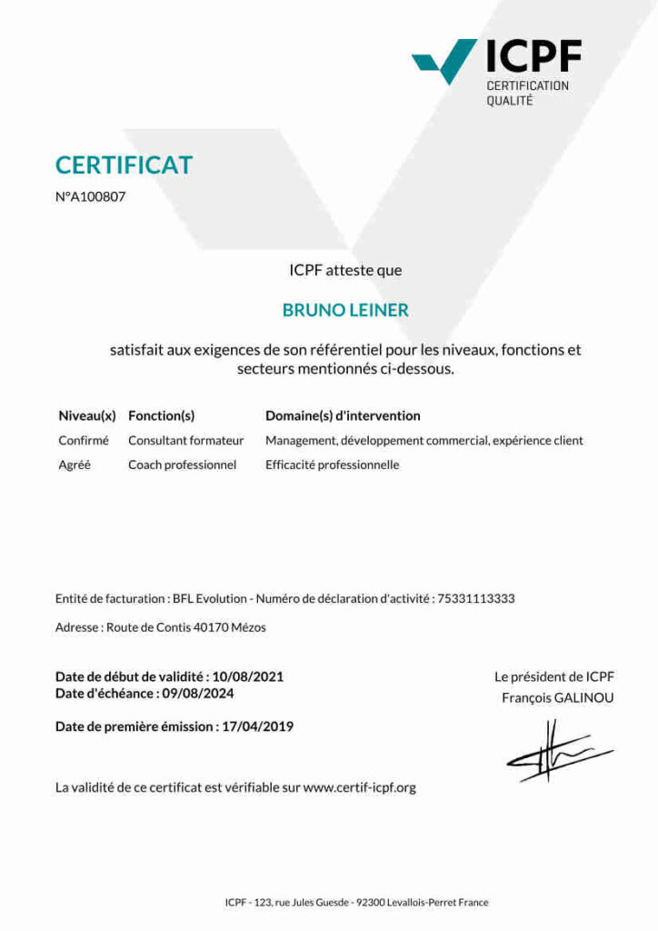 certificat ICPF
